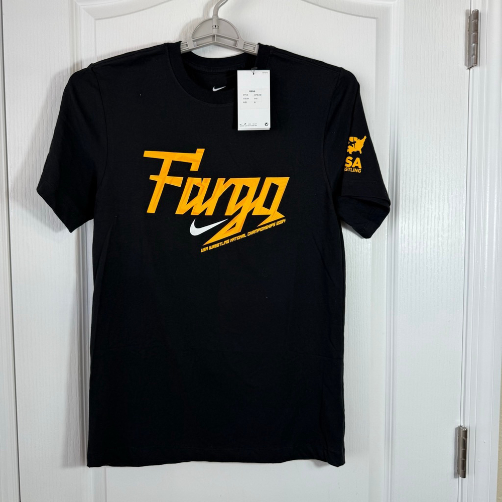 Men's Nike Black Fargo USA Wrestling Dri-FIT Short Sleeve Tee S